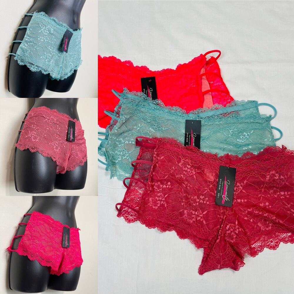 3-pack Youmita Lace Wide Sexy Panties Women Underwear Lingerie Side String Large